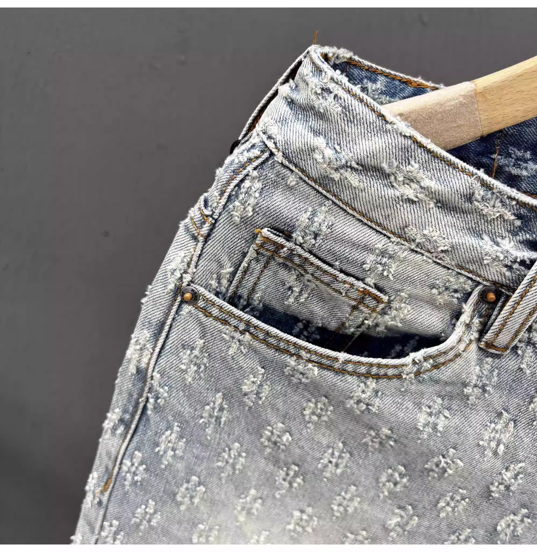 Men's Clothing Men's Retro Jacquard Denim Shorts Summer Design High Street Style Washed Five Point Athletic Pants_mkmklike.com