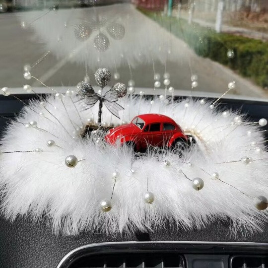 Corona modelo de automóvil adornos de automóvil almohadilla de plumas accesorios de automóvil adornos de automóvil decoración de automóvil en línea para chicas