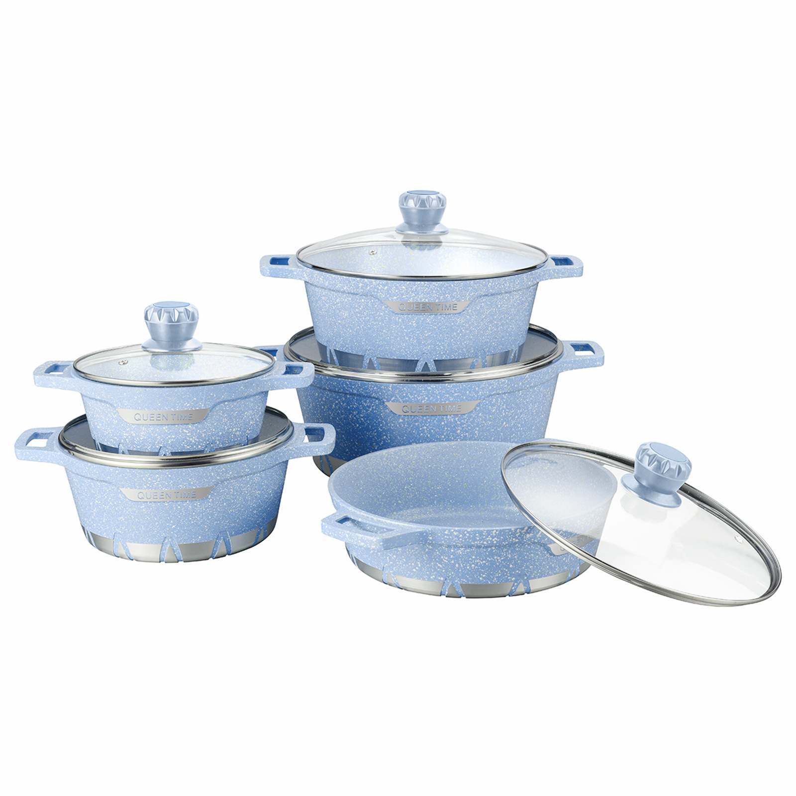 Olla de sopa transfronteriza de fundición a presión olla antiadherente estofado olla traje 10 piezas olla de aluminio conjunto de 10 piezas