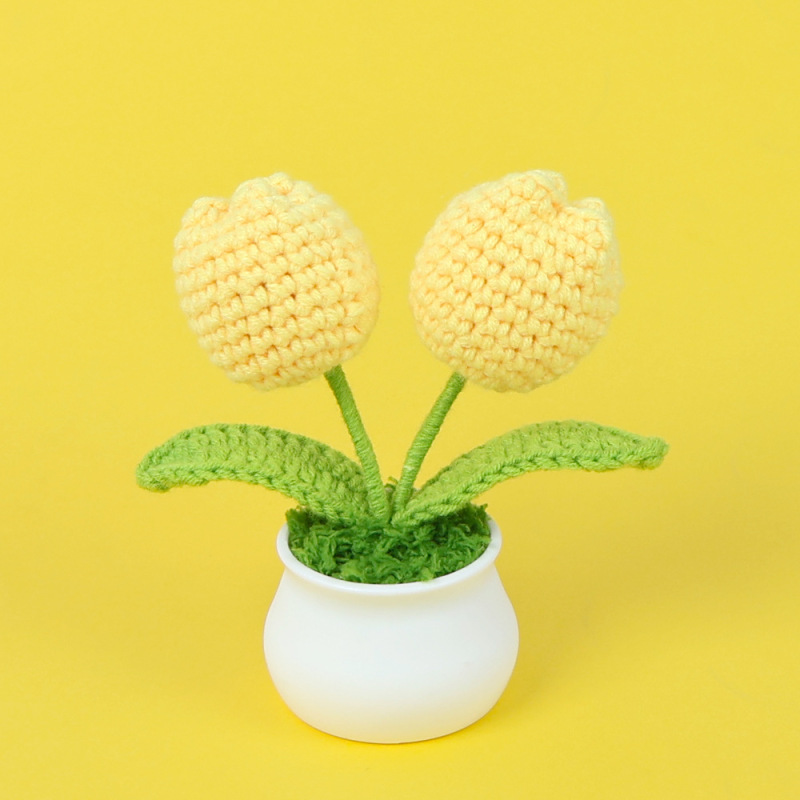完成品クロスボーダーニットウールひまわり鉢植え造花研究デスクトップ装飾品卒業子供の日の小さなギフト|undefined