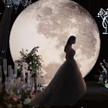 婚庆圆月月亮灯箱发光月球婚礼软膜道具布置现场舞台装饰背景摆件