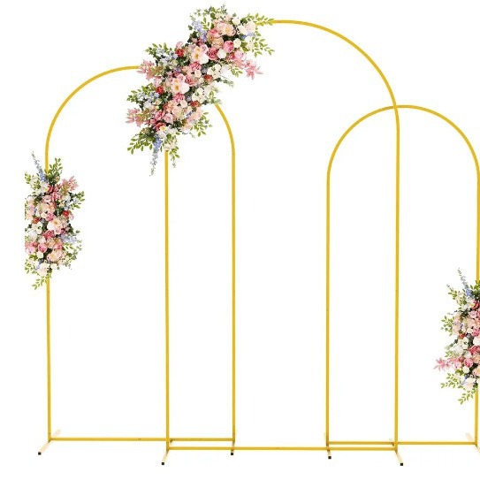 Venta caliente transfronteriza oro 7.2ft arco de hierro forjado marco de la puerta guía de la boda globo soporte de la fotografía fondo