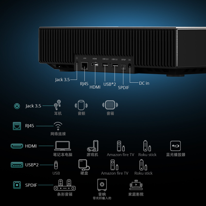 Nuevo producto del fabricante D068 Full HD 4K láser de enfoque corto proyector de cine en casa proyector de juegos inteligente portátil