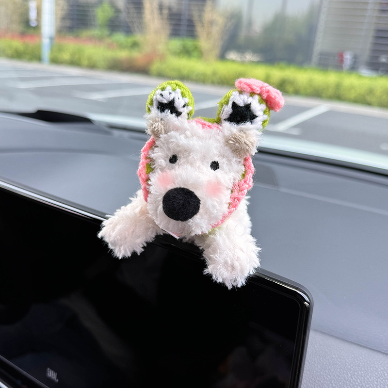 West Highland cachorro decoración de bloqueo de coche limpiaparabrisas de coche luz de dirección muñeca muñeca decoración de coche mujer linda