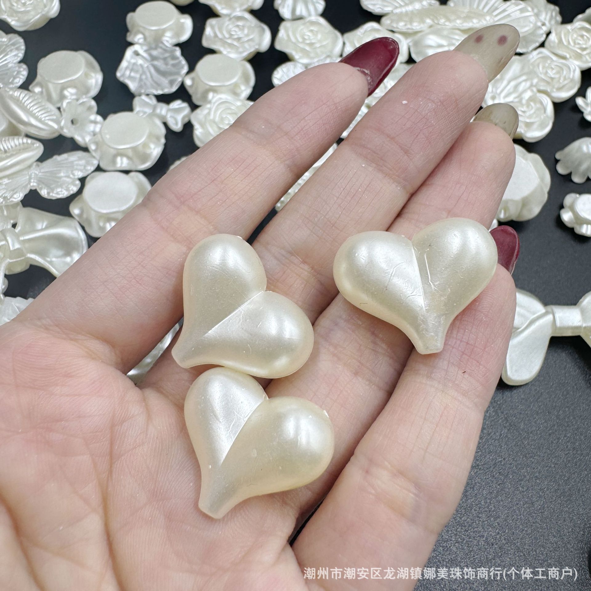 Blanco hueco ABS anillo de perlas hecho a mano DIY accesorios de clip de cabello decoración en línea en vivo