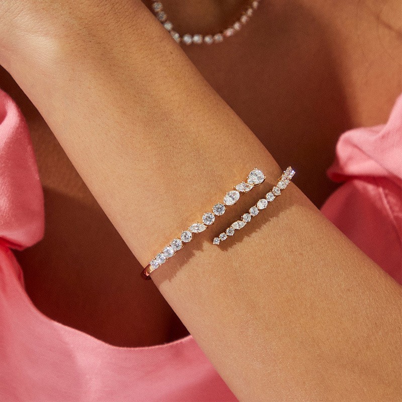 Pulsera de circón transfronterizo completo diamante coreano pulsera abierta no se desvanece alto sentido Yiwu accesorios pulsera