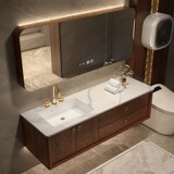 Окрашенный красный дуб Новый китайский стиль в ванной комнате Комбинированная ванная комната для ванной комнаты каменная плита керамическая мыть бассейн бассейн для мытья бассейн