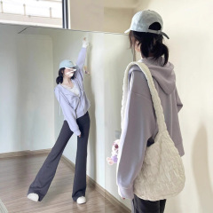 设计感韩系紫色连帽卫衣外套女秋季2025年新款小个子短款帽衫上衣