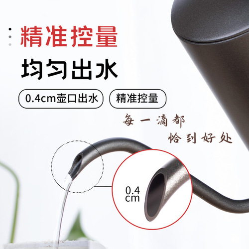 304 stainless steel hand-brewed coffee pot, slender mouth hand-brewed pot, household drip drip, hanging earwood handle, outdoor coffee pot