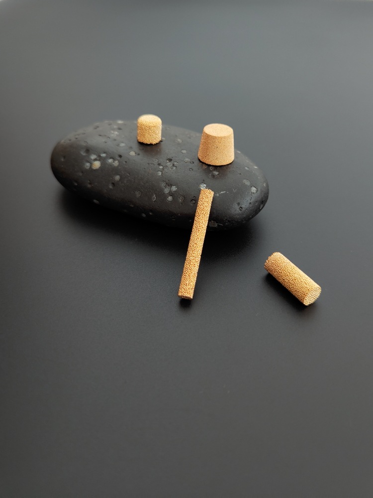 气动消音柱两节粉直径6毫米 10mm高度黄铜粉末烧结过滤芯