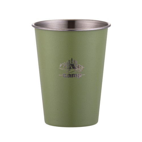 One piece drop shipping camping tableware single layer coffee 304 stainless steel outdoor cup ins style simple portable camping cup