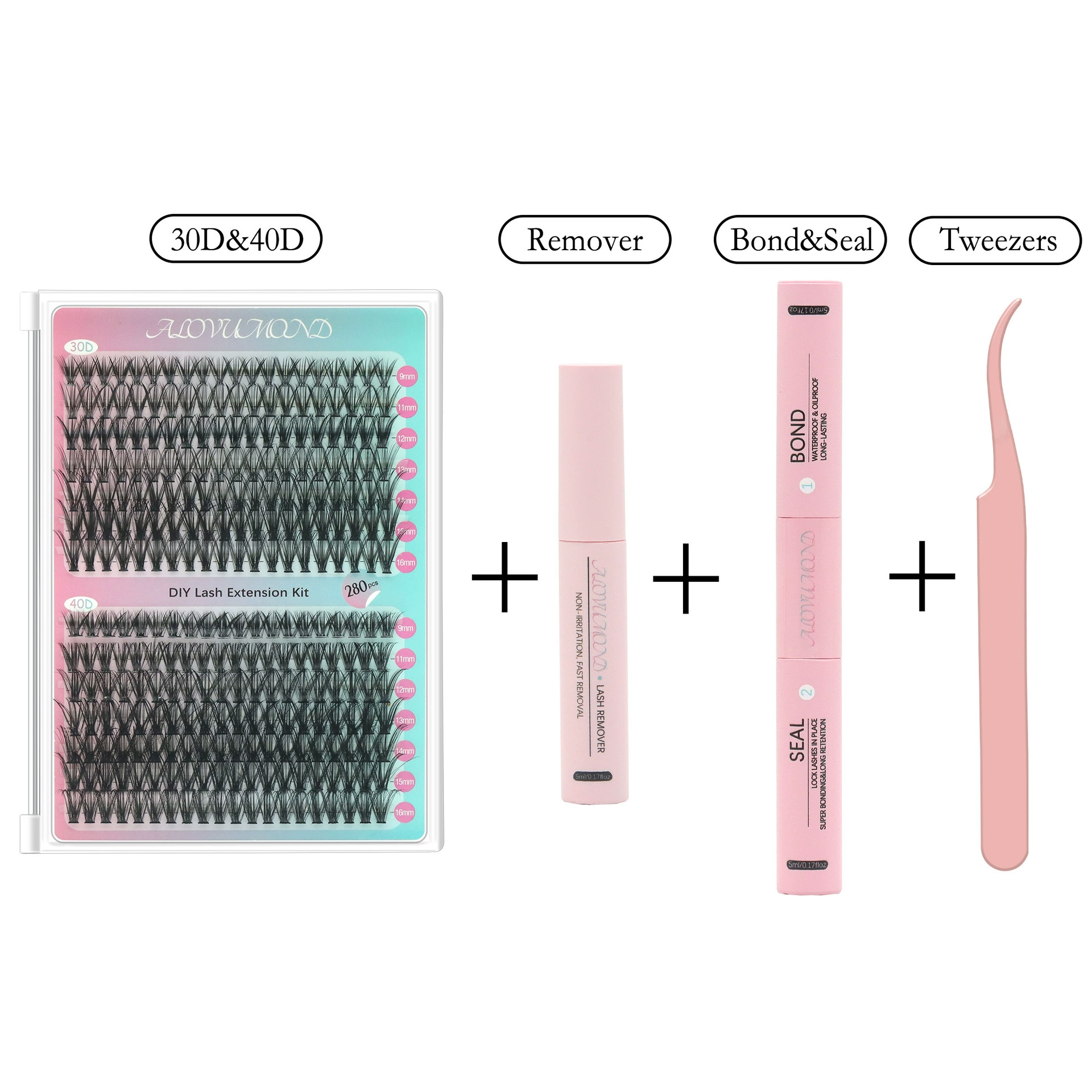 False Eyelash Set, 30D+40D DIY Lash Kit, lightweight 0.11 kg