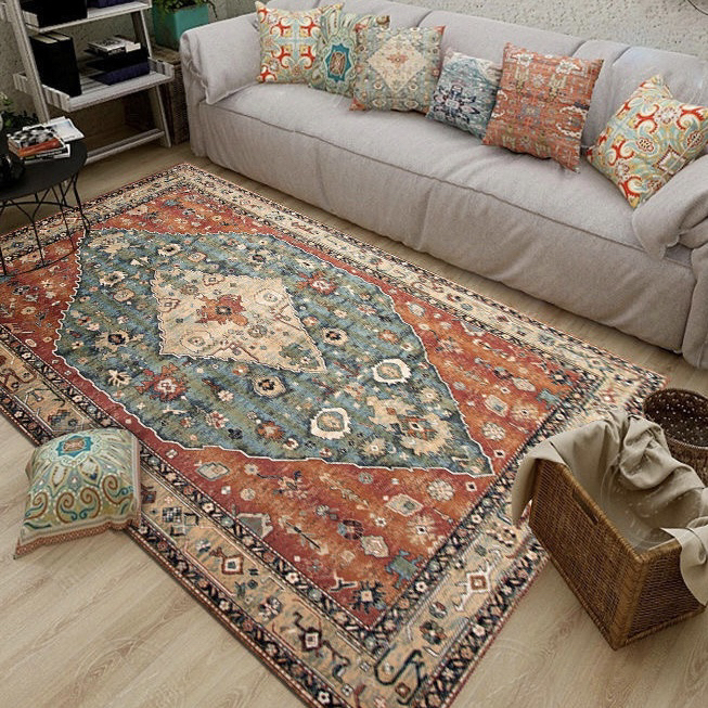 美式复古波西米亚风地毯家用大面积防滑沙发茶几装饰地毯跨境批发