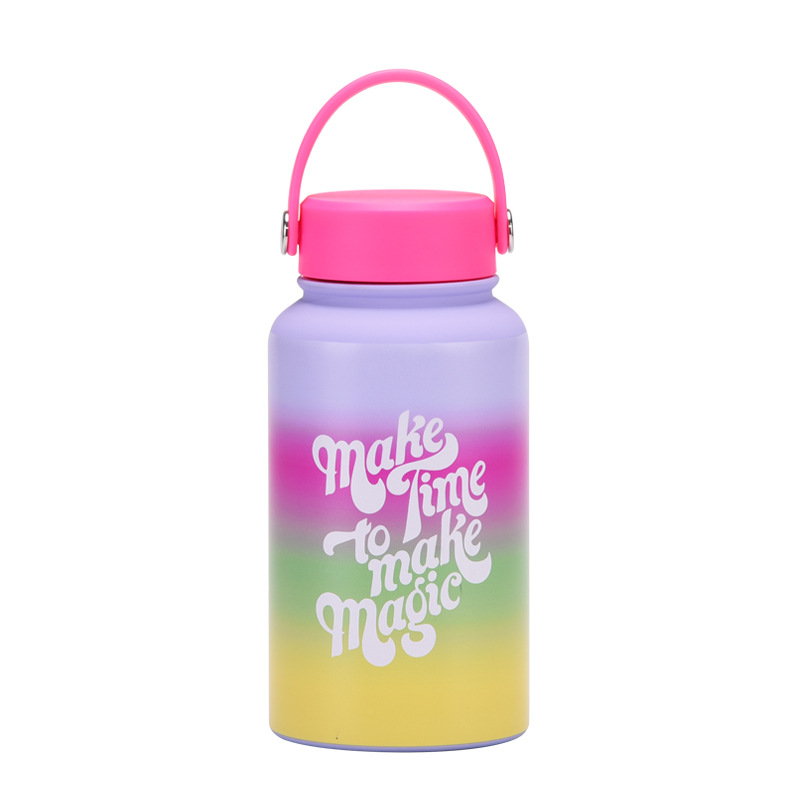 Nueva transfronteriza 650ml taza de vacío de boca ancha portátil de vacío niños estudiante deportes hervidor de agua de impresión al aire libre taza