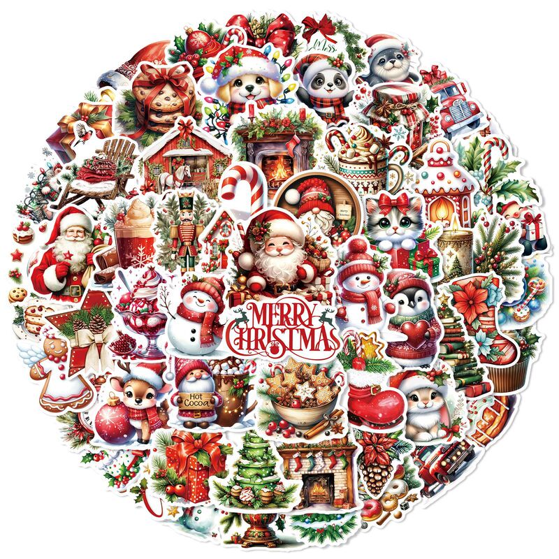 クロスボーダー60枚クリスマスクリスマス夜落書きステッカー窓子供パーティーギフトボックスクリエイティブ装飾防水ステッカー|undefined