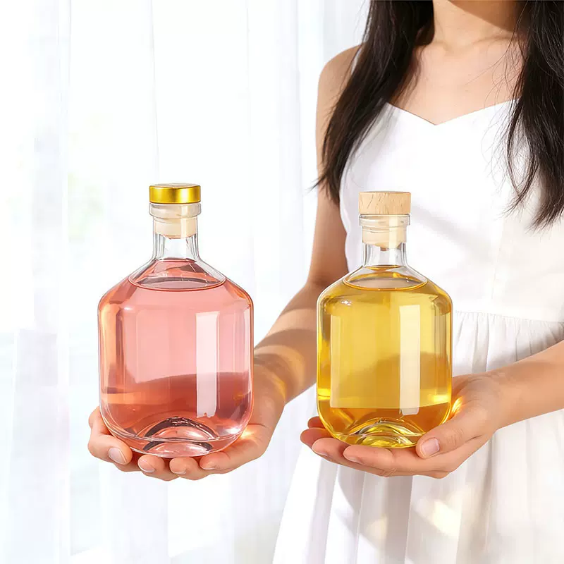 厂家直销透明圆形玻璃瓶空瓶自酿果酒白酒泡酒瓶密封储存分装瓶