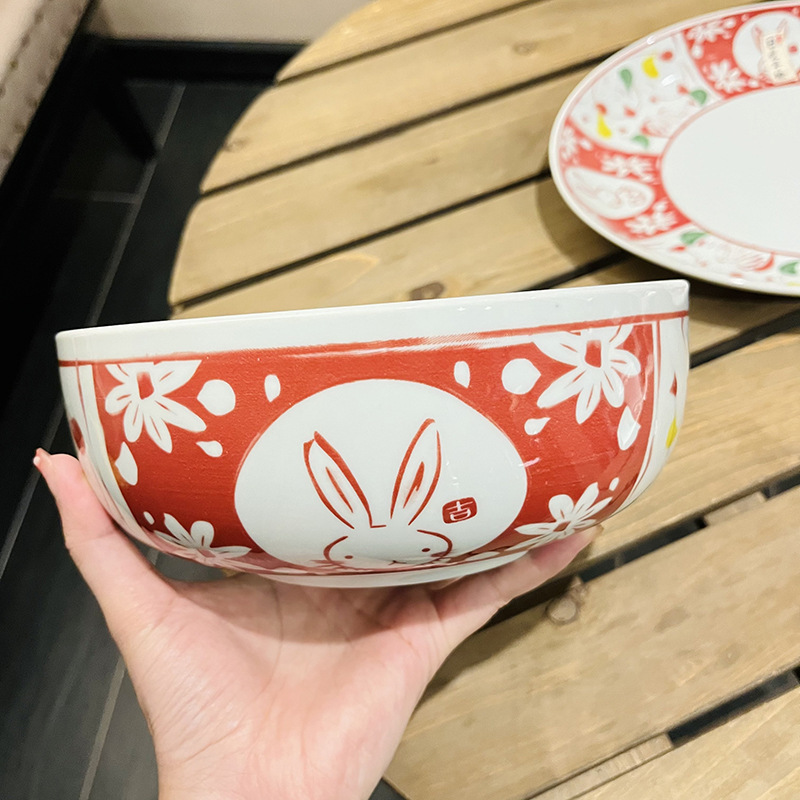 8inch 갈비뼈그릇-빨간토끼 (24개/박스) 지름 20.7cm, 높이 4cm