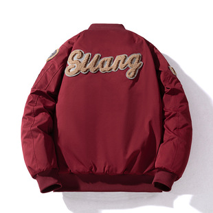 Autumn and Winter Trendy Brand American Vintage Embroidered Baseball Suit Aviator Jacket Men's and Women's Loose Thickened Cotton-padded Jacket Trendy Coat