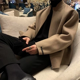 美式复古高级感毛呢夹克外套男士春秋冬季款潮牌痞帅休闲成熟衣服