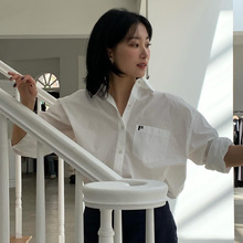 东卓24春夏新款韩版刺绣白色衬衫女设计感小众宽松长袖衬衣棉质