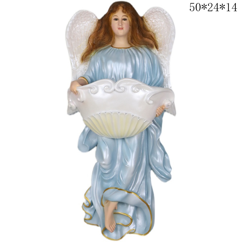 50cm Ángel Cuerpo de Agua Santa Colgante Mirando Estatuas de Estatuas de la Iglesia Decoración de la Estatuas de la Casa Salón