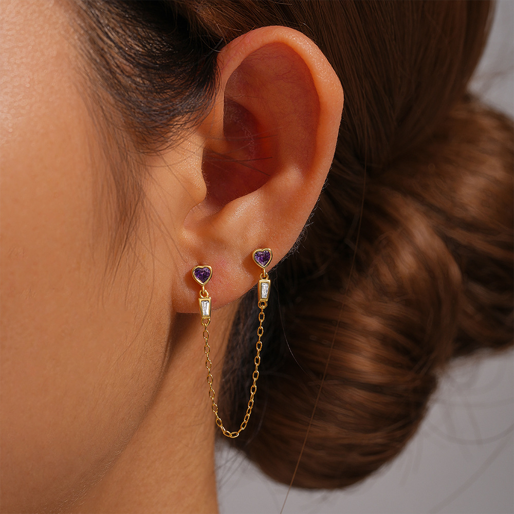 6g Weight Zircon Inlay Material Drop Earrings Classification 1 Piece Quantity Daily Occasion 925 Sterling Silver Material Geometric, Heart Shape, Solid Color Pattern Women's Gender Tassel, Plating, Inlay Design Simple Style Style 1 Piece 925 Sterling Silver Zircon Geometric Heart Shape Solid Color Drop Earrings 无