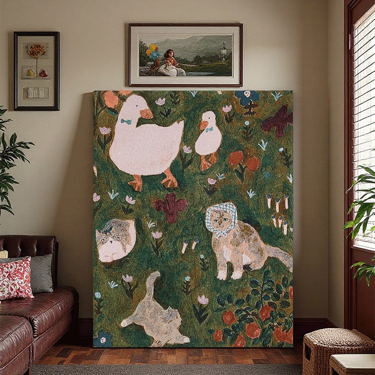 Living Room Sofa Background Wall Tapestry Decorative Painting Handmade DIY Healing Soft Decoration Hanging Painting Entrance Large Floor-To-Ceiling Painting