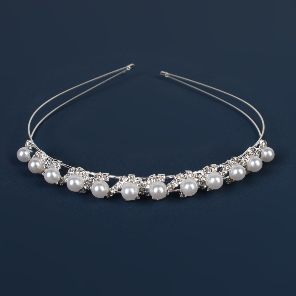 Comercio exterior transfronterizo coreano nupcial forma simple foto tocado perla rhinestone dulce diadema de diamante japonés y coreano diadema