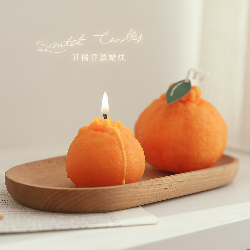 醜いオレンジキャンドル卸売手作り誕生日ギフト結婚式のアロマセラピーギフトボックス大きなオレンジフルーツ形のキャンドル|undefined