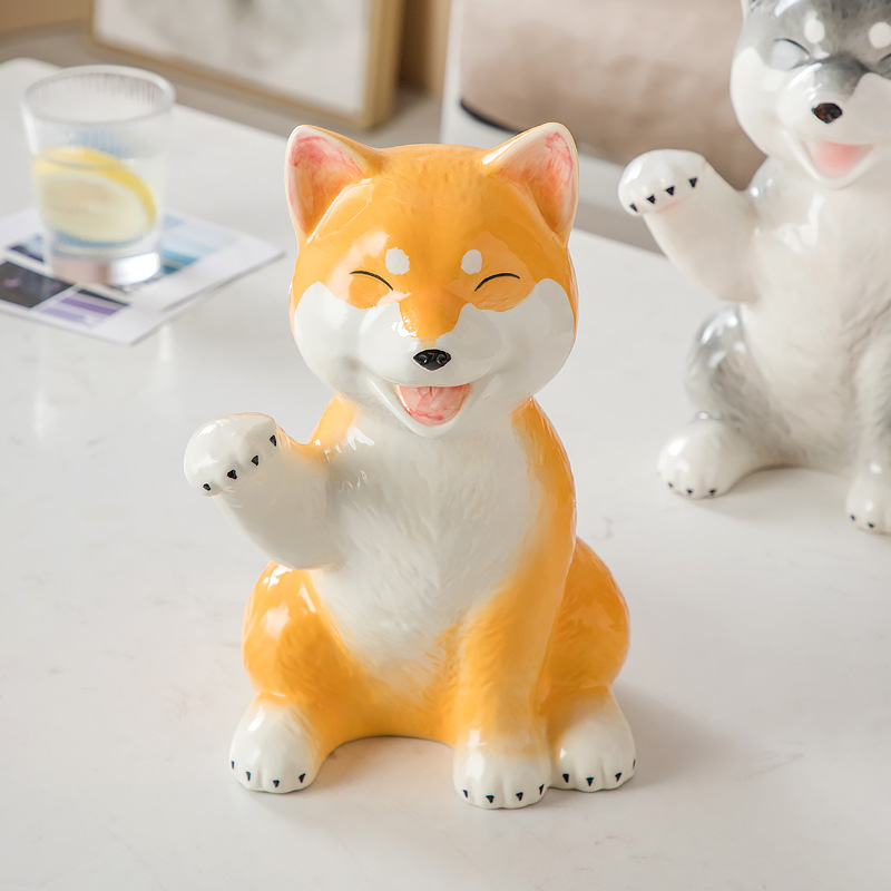 Lindo de cerámica Shiba Inu suerte decoración hogar pasillo salón comedor zapato regalo decoración regalo