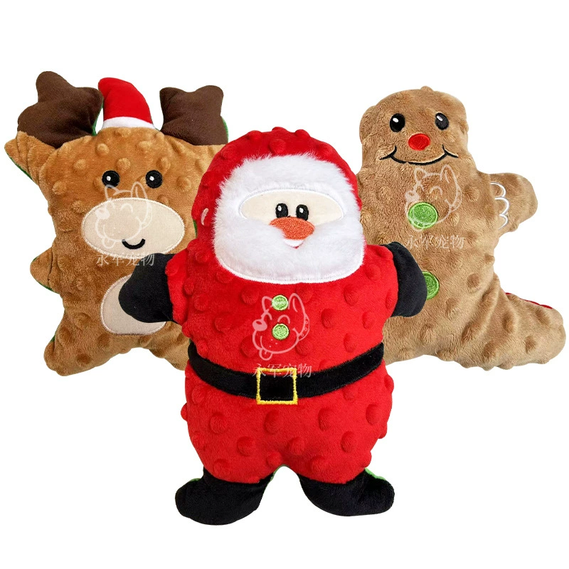 Новая игрушка для домашних животных Рождественская игрушка мультфильм звук укус собака плюшевая игрушка Санта-Клаус собака игрушка
