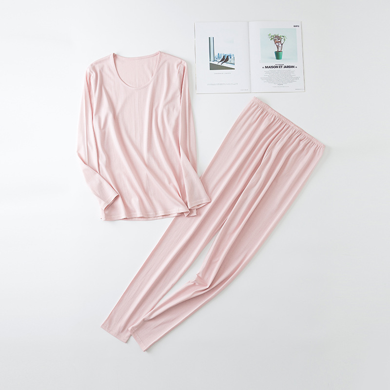 Mulberry Silk Women's Autumn Clothes and Pants Suit Knitted Silk Cotton Round Neck Underwear Warm Cotton Sweater Pants Pajamas Home