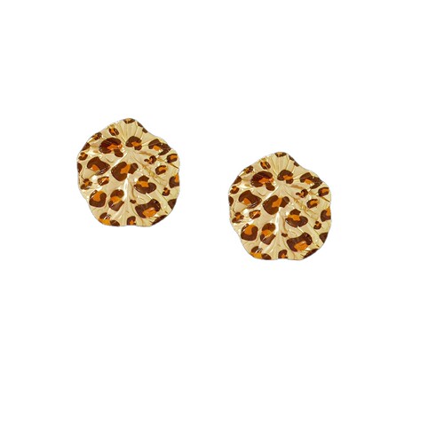 Personalized Exaggerated Retro Leopard Print Pleated Geometric Earrings for Women, Ins Trendy Cold Style Fashion Ear Decorations