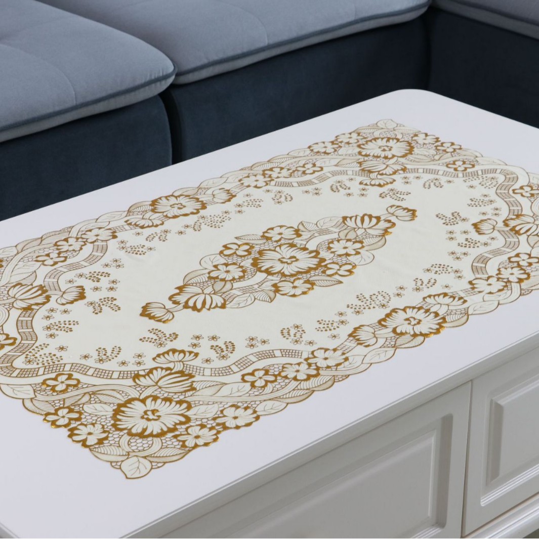 Almohadilla de mesa dorada de PVC 60 * 100 cm a prueba de aceite e impermeable