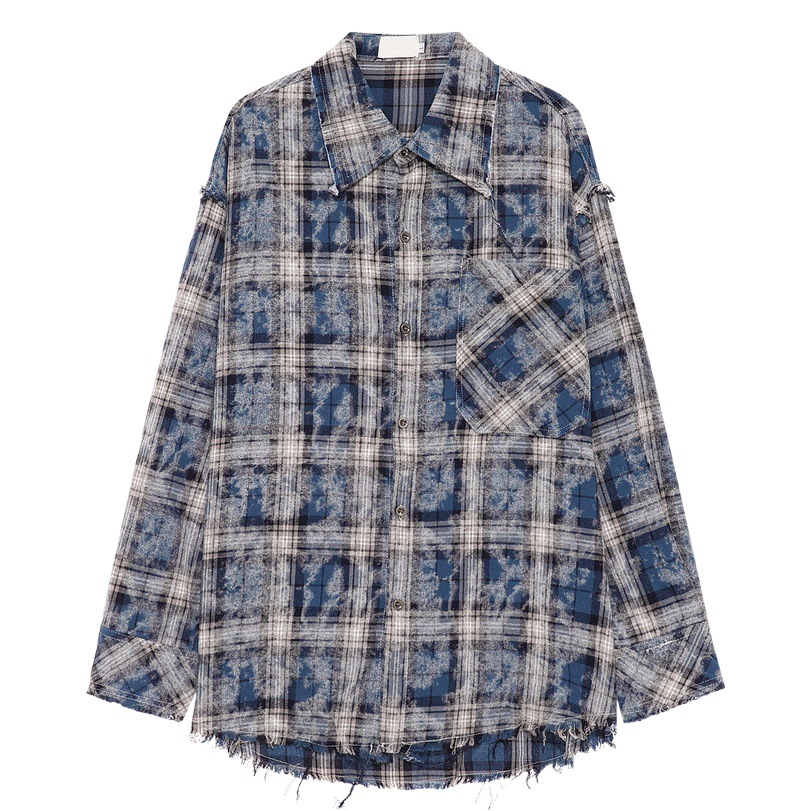 Yprメンズアメリカレトロカジュアルチェック柄シャツ男性長袖シャツデザイン感磨毛高街秋コート