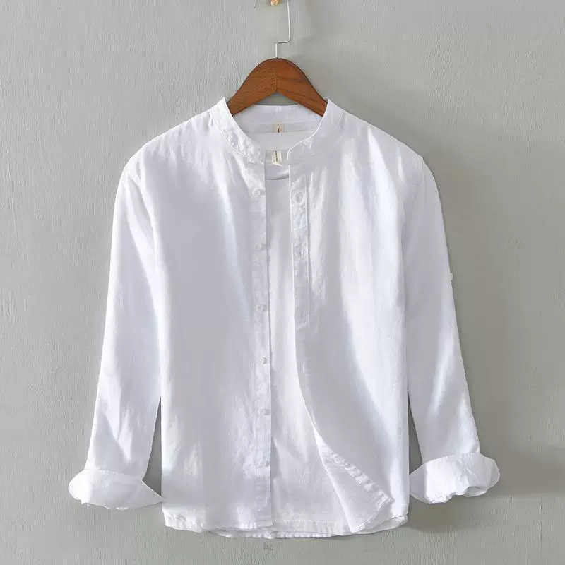 L606 Джокер, хлопковая и льняная рубашка, Мужская Повседневная Деловая одежда, белая рубашка с длинным рукавом, мужские цельные волосы