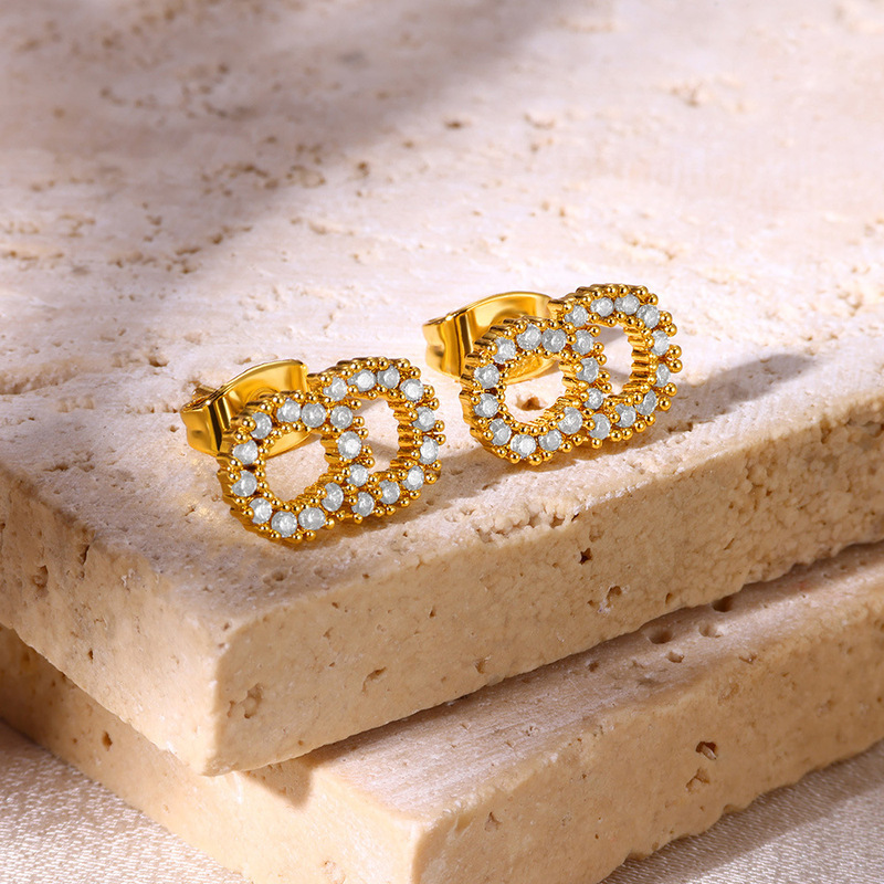 Korean version of simple new geometric zircon earrings female personality earrings in stock wholesale a generation of hair