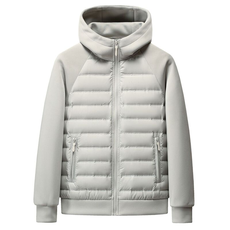 2025 New Winter Style Lightweight and Warm Hooded Couple Splicing Fashion 90 White Duck down Jacket Cross-Border Wholesale