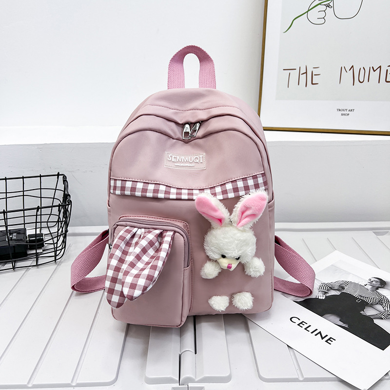Mochila para niños de Kindergarten niños y niñas de gran capacidad mochila lindo conejito lienzo pequeña mochila bolsa de viaje moda