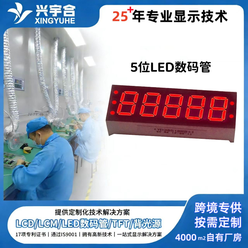 电量显示数码管LED可定高亮 0.36寸5位红光数码管LED数字屏厂家