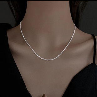 Sparkling Necklace Women's Niche Silver Clavicle Chain Ins Style Baby's Breath Versatile New Women's Necklace Accessories