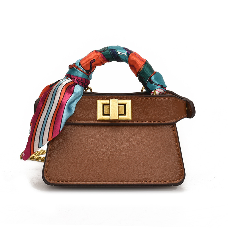 Cadena de moda bolso para niños estilo occidental mini cinturón bufanda de seda bolso de niña con cerradura de doble cara bolso de accesorios para niños y niñas