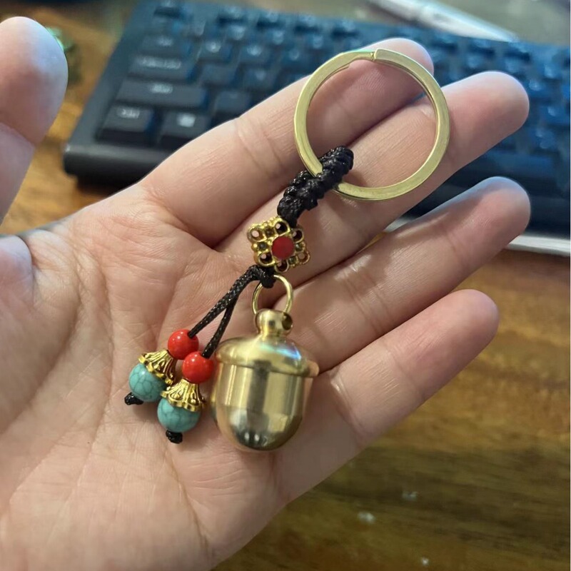 Portable medicine box first aid medicine sealed waterproof storage box brass portable keychain pendant small medicine bottle mini