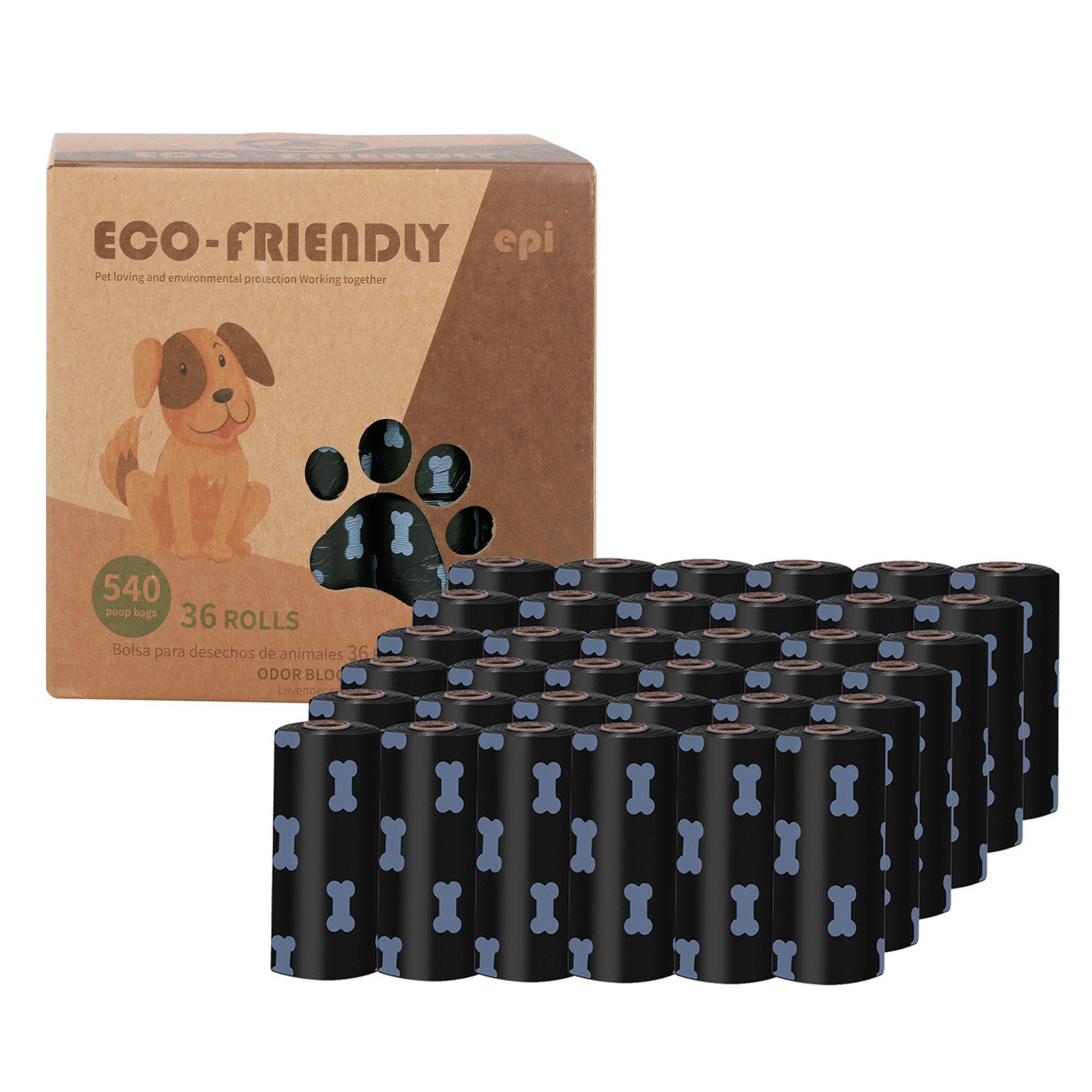 Transfronterizo spot 1.5 seda negra bolsa de basura para mascotas bolsa de heces para perros y gatos degradable bolsa de plástico caja de bolsa de heces