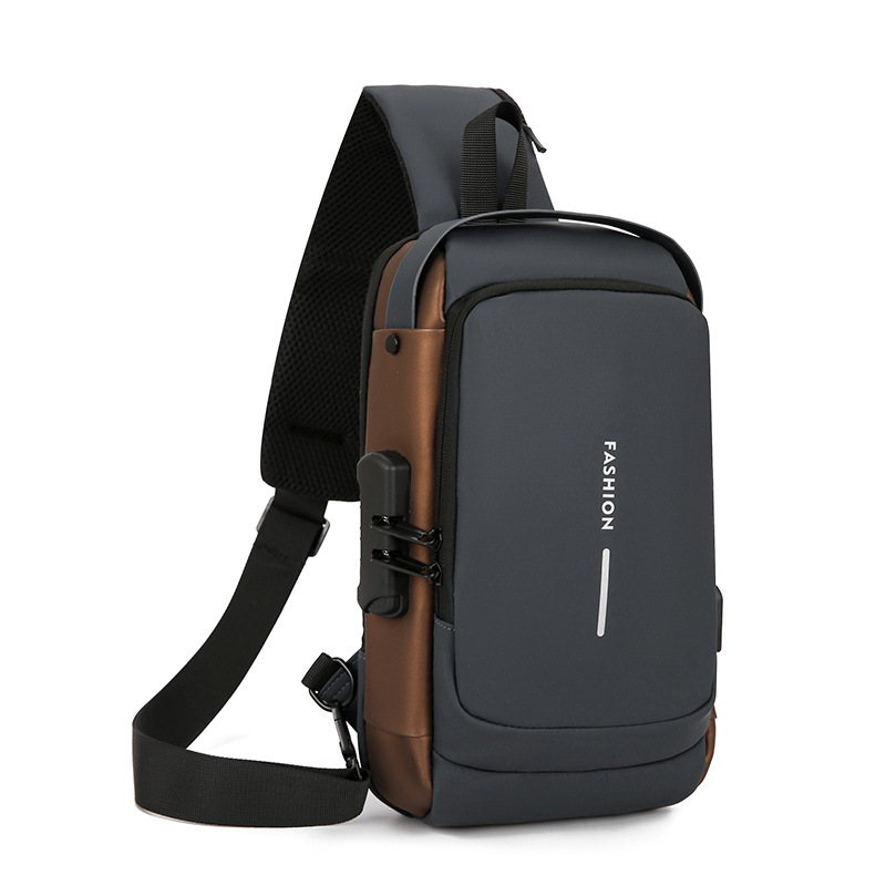 Bolso de pecho de hombre bloqueo de contraseña bolso de ciclismo anti-robo ocio al aire libre correr viaje bolso de cintura de hombro mochila deportiva