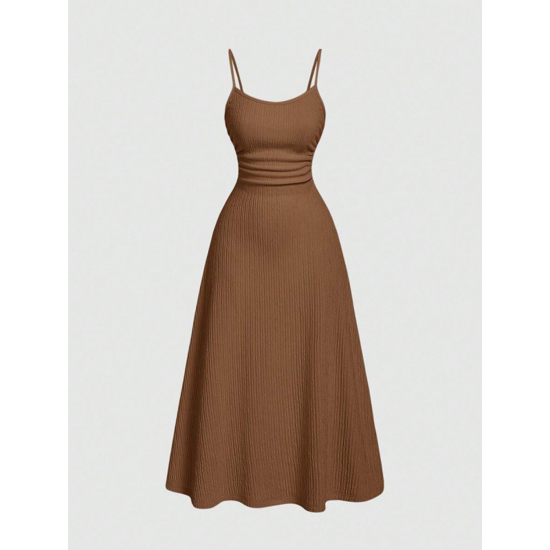 2025 comercio exterior mujeres vestidos 1pc damas romántico pliegue ajustable correa de hombro delgada vestido