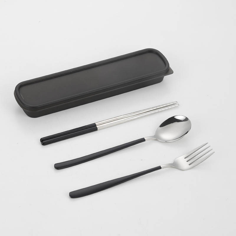 304 vajilla de acero inoxidable cuchara coreana tenedor palillos estudiante portátil conjunto de tres piezas traje creativo regalo puede ser logotipo personalizado