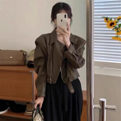 复古pu皮衣外套女2025秋季小个子时尚百搭显瘦机车皮短款夹克上衣