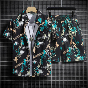 Beach shorts, trousers, set, shirt