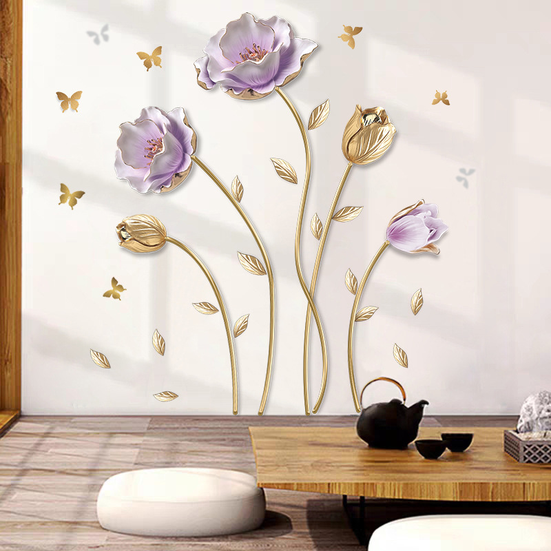 Stickers muraux fleur en relief 3d autocollants étanches_voghion.com